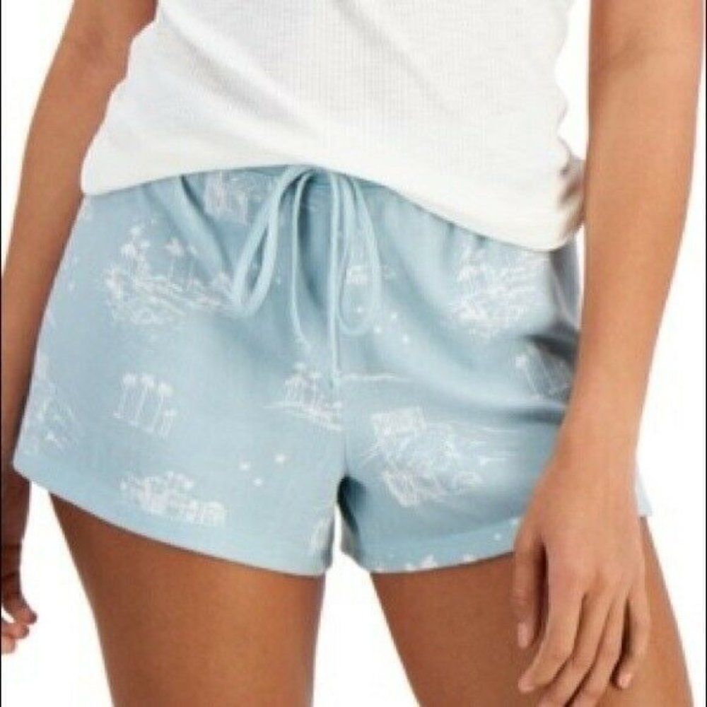Jenni Light Blue Beach Toile Print Lounge Pajama Shorts Women's Extra Large NWT